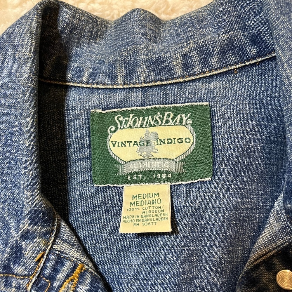Vintage St. John’s Bay Indigo Buttton Jean Vest - Picture 3 of 6